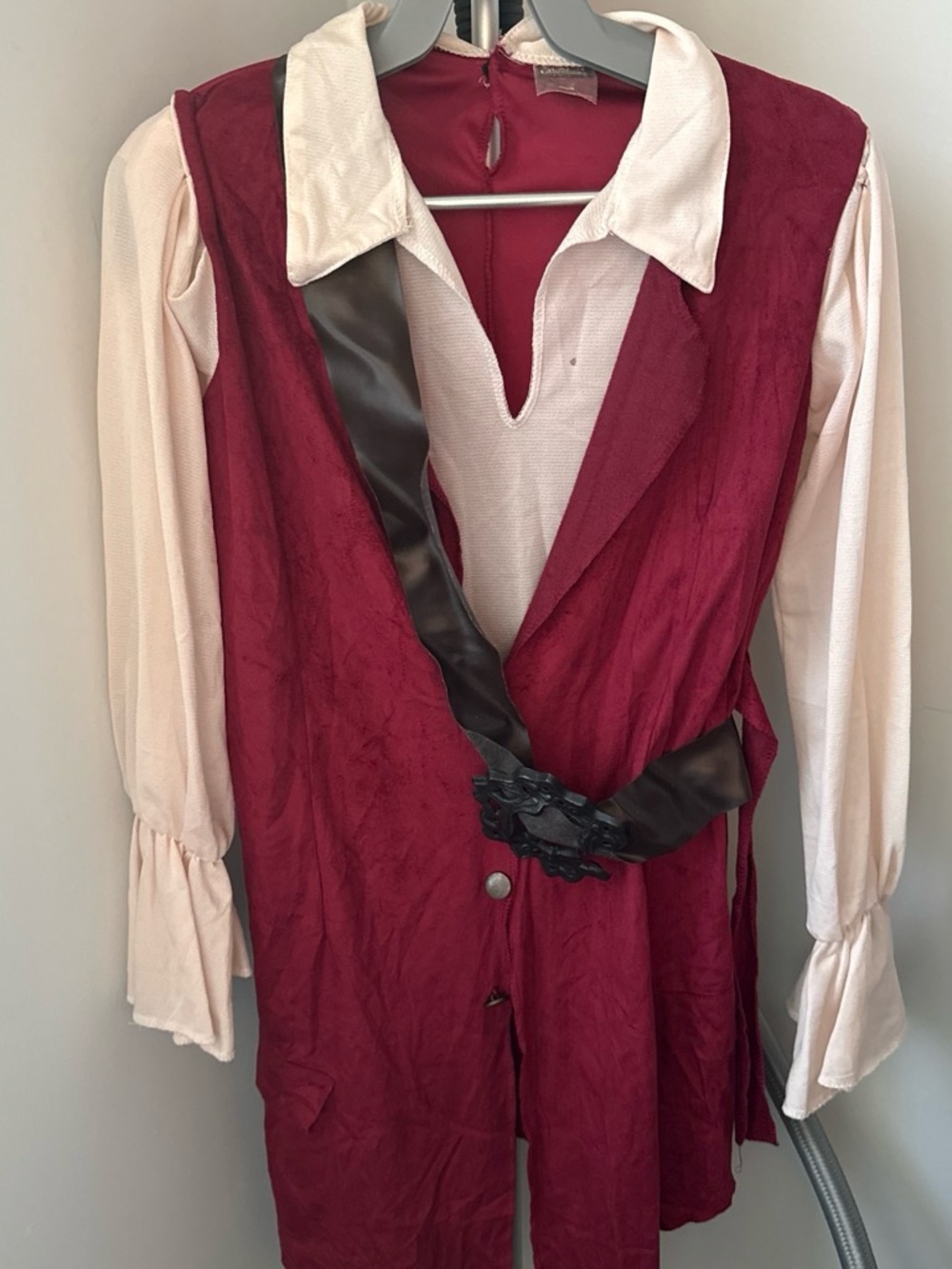 Disney Burgundy and Cream Layered Tunic with Black Sash